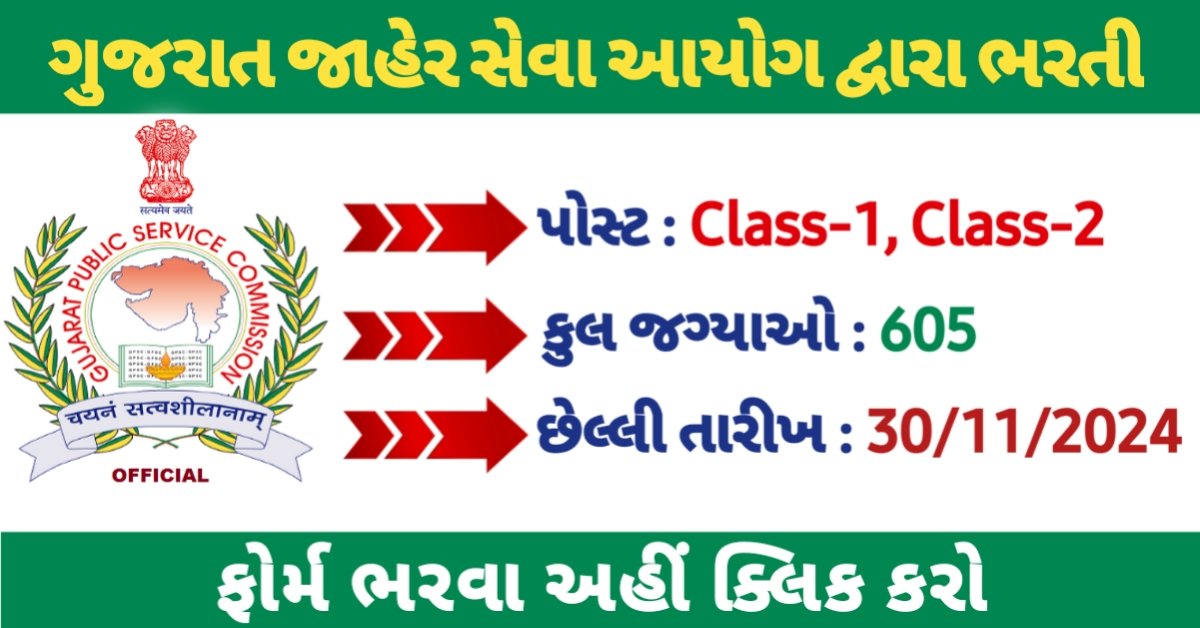GPSC Recruitment For Various Posts 2024